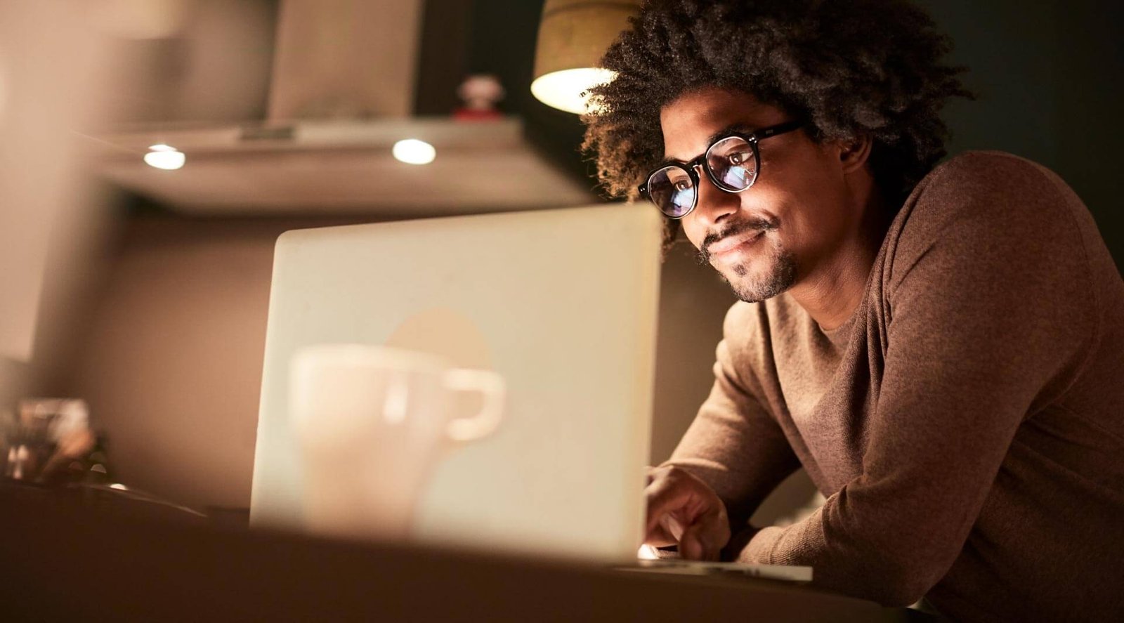 Happy customer enjoying fast internet